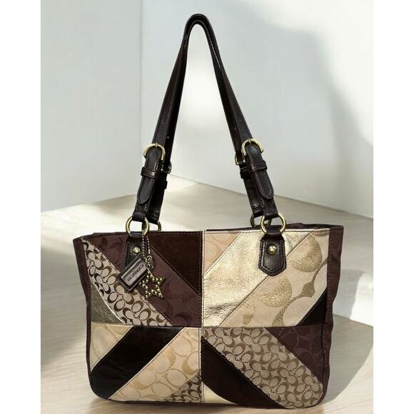 Y2K Coach F17614 Gallery Signature Patchwork Shoulder Bag & F46199 Wristlet - Picture 2 of 14